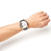 Fossil Townsman Twist Multifunction White Dial Black Leather Strap Watch for Men - ME1164