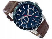 Hugo Boss Allure Chronograph Blue Dial Brown Leather Strap Watch for Men - 1513921