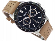 Hugo Boss Allure Chronograph Black Dial Brown Leather Strap Watch for Men - 1513964
