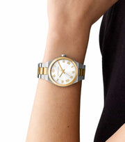 Michael Kors Lennox Three-Hand White Dial Two Tone Steel Strap Watch for Women - MK7464