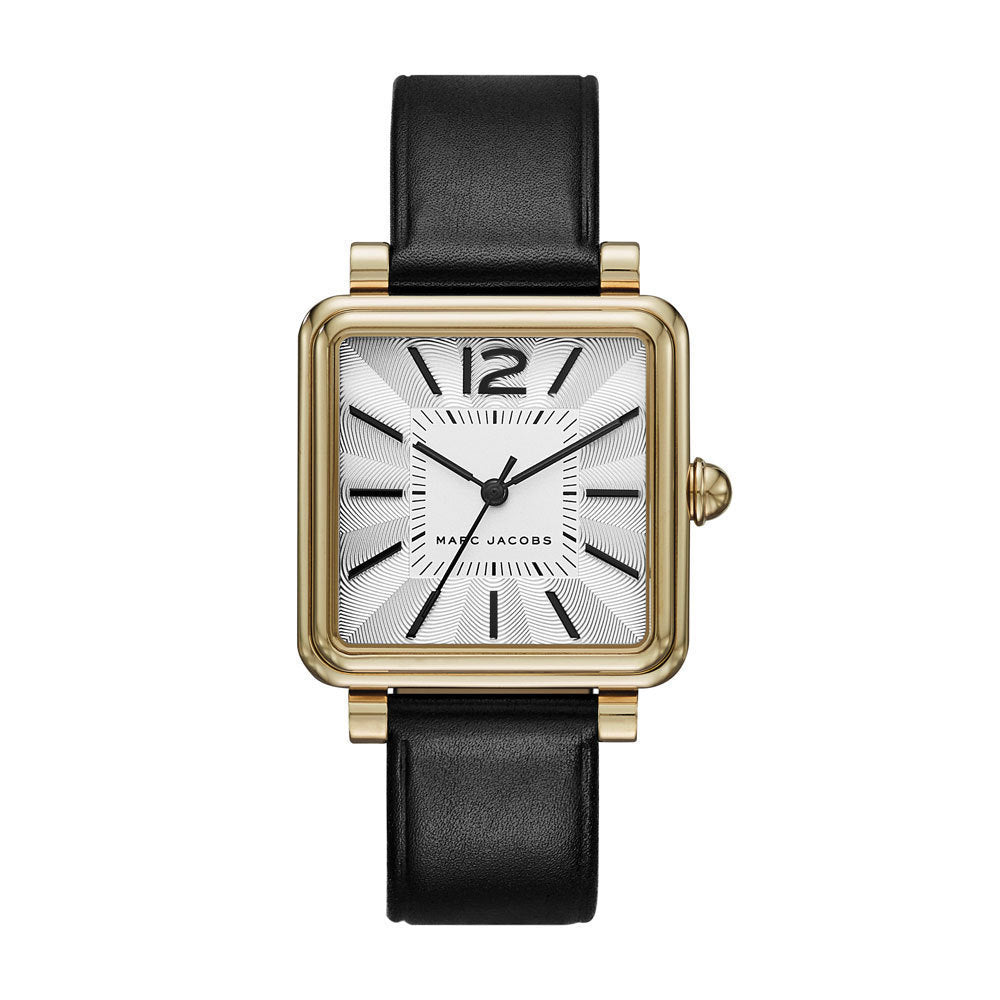 Marc Jacobs Vic Silver Dial Black Leather Strap Watch for Women - MJ1437