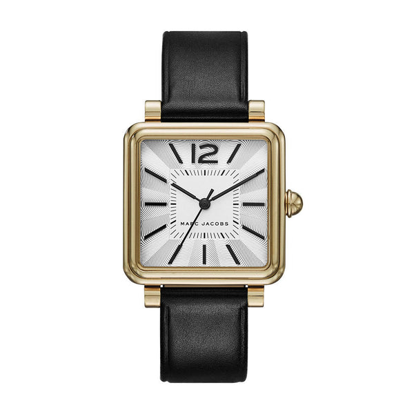 Marc Jacobs Vic Silver Dial Black Leather Strap Watch for Women - MJ1437