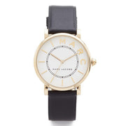 Marc Jacobs Roxy White Dial Black Leather Strap Watch for Women - MJ1532