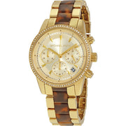 Michael Kors Ritz Chronograph Gold Dial Two Tone Steel Strap Watch for Women - MK6322