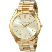 Michael Kors Mini Runway Slim Gold Dial Gold Steel Strap Watch for Women - MK3512