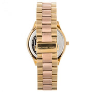 Michael Kors Slim Runway Pink Dial Two Tone Steel Strap Watch for Women - MK3493