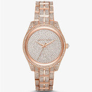 Michael Kors Lauryn Crystals Rose Gold Dial Rose Gold Steel Strap Watch For Women - MK3931