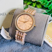 Michael Kors Darci Rose Gold Dial Two Tone Steel Strap Watch for Women - MK4327