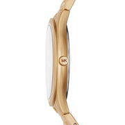 Michael Kors Slim Runway Quartz Gold Dial Gold Steel Strap Watch For Women - MK4501