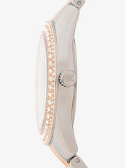 Michael Kors Harlowe Three-Hand Mother of Pearl White Dial Tri Tone Steel Strap Watch for Women - MK4846