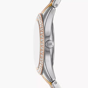 Michael Kors Harlowe Three-Hand Mother of Pearl White Dial Tri Tone Steel Strap Watch for Women - MK4846