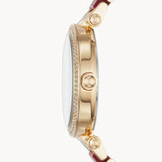 Michael Kors Parker Mother of Pearl Red Dial Two Tone Steel Strap Watch for Women - MK6427