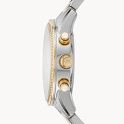 Michael Kors Ritz White Dial Two Tone Steel Strap Watch for Women - MK6474