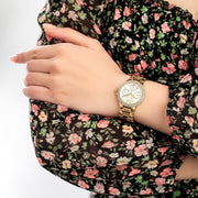Michael Kors Mini Camille Chronograph White Dial Rose Gold Steel Strap Watch For Women - MK6844