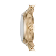 Michael Kors Runway Mercer Analog Brown Dial Gold Steel Strap Watch For Women - MK6855