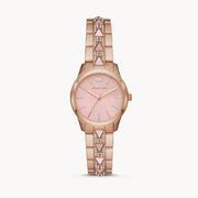 Michael Kors Runway Mother of Pearl Dial Rose Gold Steel Strap Watch For Women - MK6856