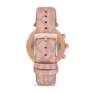 Michael Kors Parker Chronograph White Dial Pink Leather Strap Watch For Women - MK6935