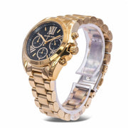 Michael Kors Bradshaw Chronograph Black Dial Gold Steel Strap Watch For Women - MK6959