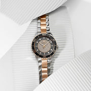 Michael Kors Runway Quartz Black Dial Two Tone Steel Strap Watch For Women - MK6960