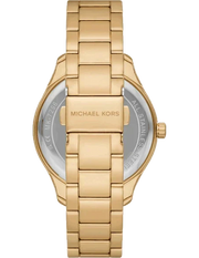 Michael Kors Layton Chronograph Brown Dial Gold Steel Strap Watch For Women - MK7296