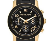 Michael Kors Runway Chronograph Black Dial Black Silicone Strap Watch For Women - MK7385