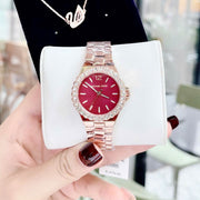 Michael Kors Lennox Analog Pink Dial Rose Gold Steel Strap Watch For Women - MK7396