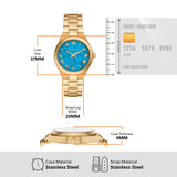 Michael Kors Lennox Analog Blue Dial Gold Steel Strap Watch for Women - MK7460