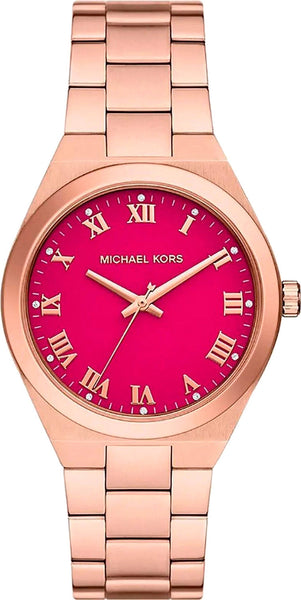 Michael Kors Lennox Analog Pink Dial Rose Gold Steel Strap Watch