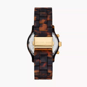 Michael Kors Runway Chronograph Gold Dial Brown Acetate Strap Watch for Women - MK7475