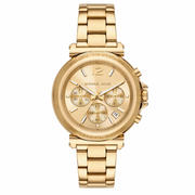 Michael Kors Maren Chronograph Gold Dial Gold Steel Strap Watch for Women - MK7493