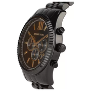 Michael Kors Lexington Chronograph Black Dial Black Steel Strap Watch for Men - MK8603