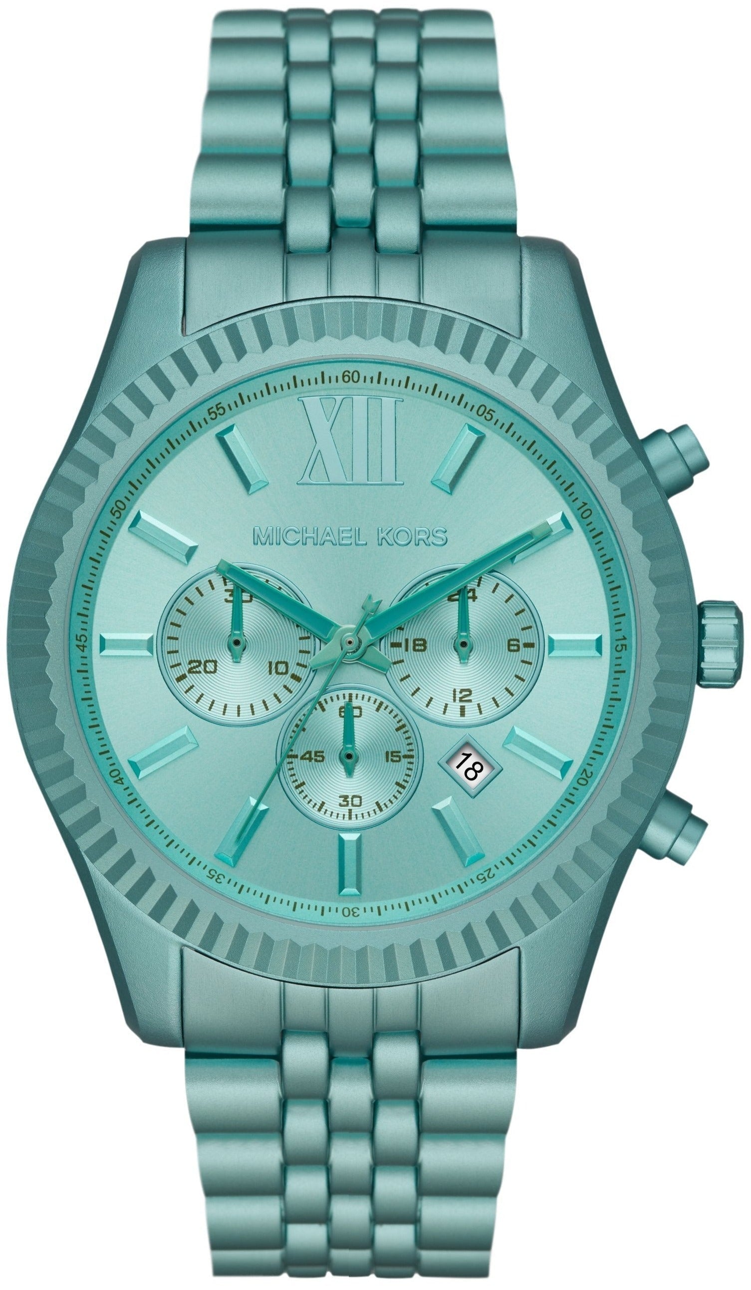 Michael Kors Lexington Chronograph Turquoise Dial Turquoise Steel Stra