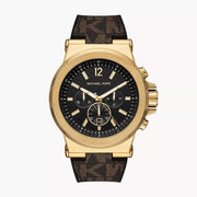 Michael Kors Dylan Chronograph Black Dial Brown Rubber Strap Watch For Men - MK8904