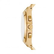 Michael Kors Lennox Chronograph White Dial Gold Steel Strap Watch For Men - MK9120