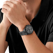 Michael Kors Lexington Chronograph Black Dial Black Steel Strap Watch for Men - MK9154