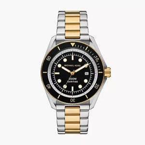 Michael Kors Maritime Three Hand Black Dial Two Tone Steel Strap Watch for Men - MK9180