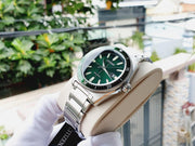 Citizen Eco Drive Vintage Green Dial Silver Steel Strap Watch For Men - AW1598-70X