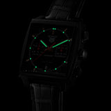 Tag Heuer Monaco Automatic Chronograph Black Dial Black Leather Strap Watch for Men - CBL2180.FC6497