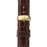 Tissot T Classic Le Locle Automatic Gold Dial Maroon Leather Strap Watch For Men - T41.5.413.73