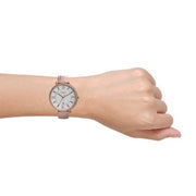Fossil Jacqueline White Dial Pink Leather Strap Watch for Women - ES4303