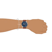 Fossil Dillinger Luggage Chronograph Blue Dial Brown Leather Strap Watch for Men - FS5675