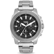 Fossil Modern Machine Black Dial Silver Steel Strap Watch for Men - FS4926