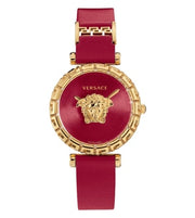 Versace Palazzo Empire Greca Red Dial Red Leather Strap Watch for Women - VEDV00319