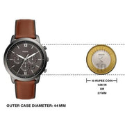 Fossil Neutra Chronograph Grey Dial Brown Leather Strap Watch for Men - FS5512