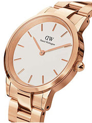 Daniel Wellington Iconic Link White Dial Gold Steel Strap Watch For Men - DW00100343