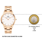 Daniel Wellington Iconic Link White Dial Gold Steel Strap Watch For Men - DW00100343