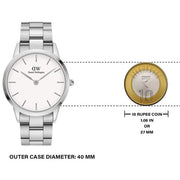 Daniel Wellington Iconic White Dial Silver Steel Strap Watch For Men - DW00100341
