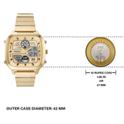 Fossil Retro Analog-Digital Gold Dial Gold Steel Strap Watch for Men - FS5889