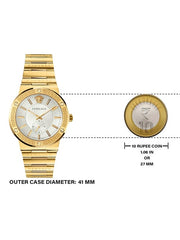 Versace Greca Silver Dial Gold Steel Strap Watch for Men - VEVI00520