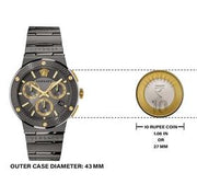 Versace Greca Icon Chronograph Black Dial Black Steel Strap Watch For Men - VEZ900521